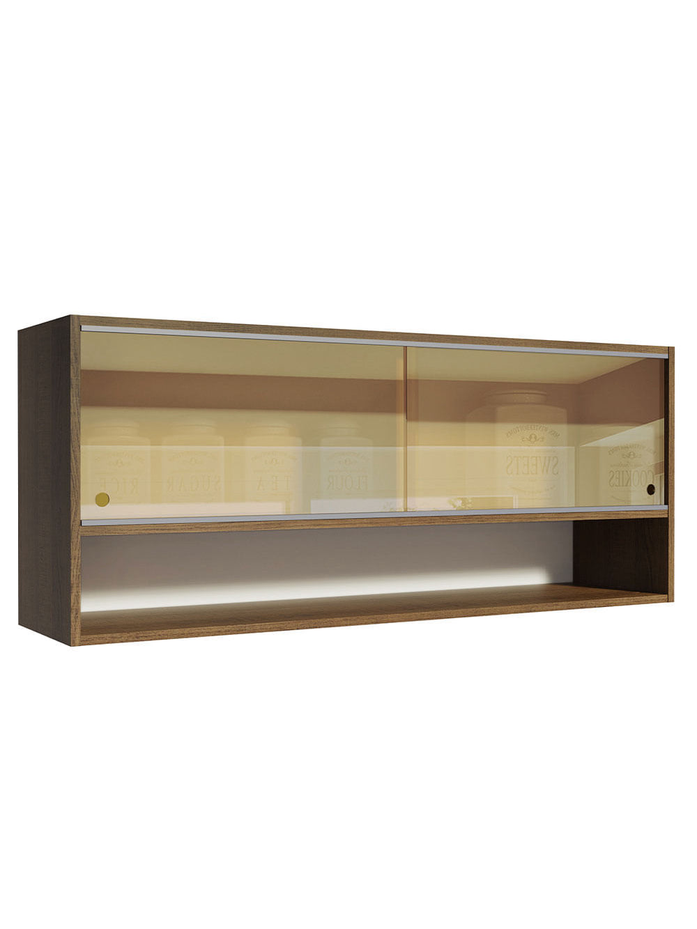 Armário Aéreo Madesa 120cm 2 Portas Correr Vidro Reflex 1 Nicho para Cozinhas Glamy, Lux e Reims Rustic - Rustic