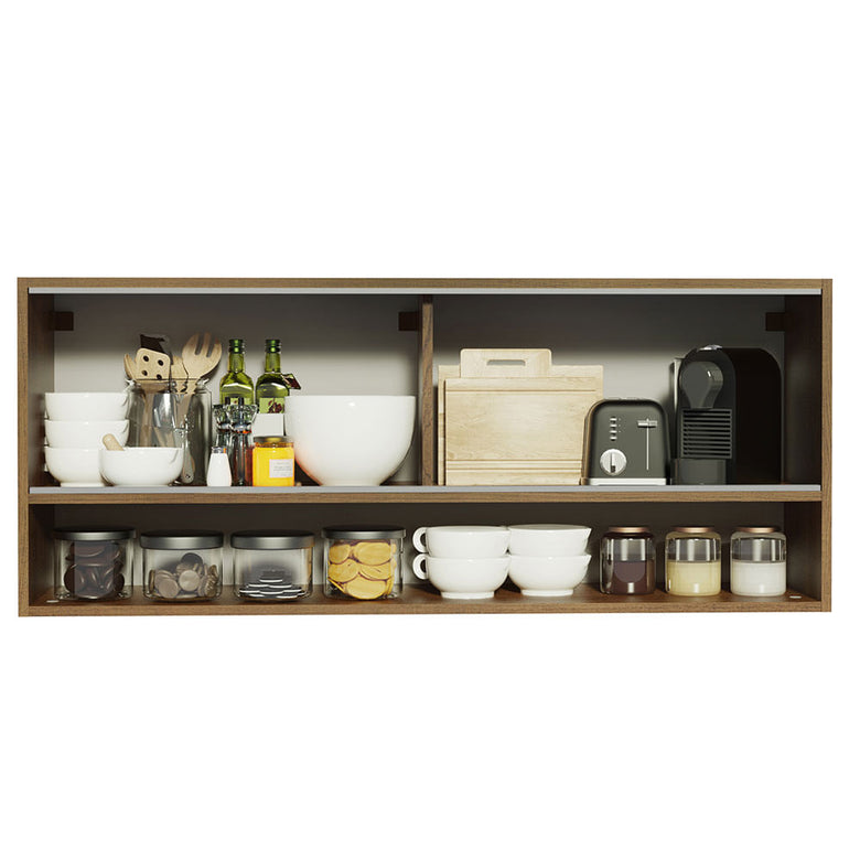 Armário Aéreo Madesa 120cm 2 Portas Correr Vidro Reflex 1 Nicho para Cozinhas Glamy, Lux e Reims Rustic