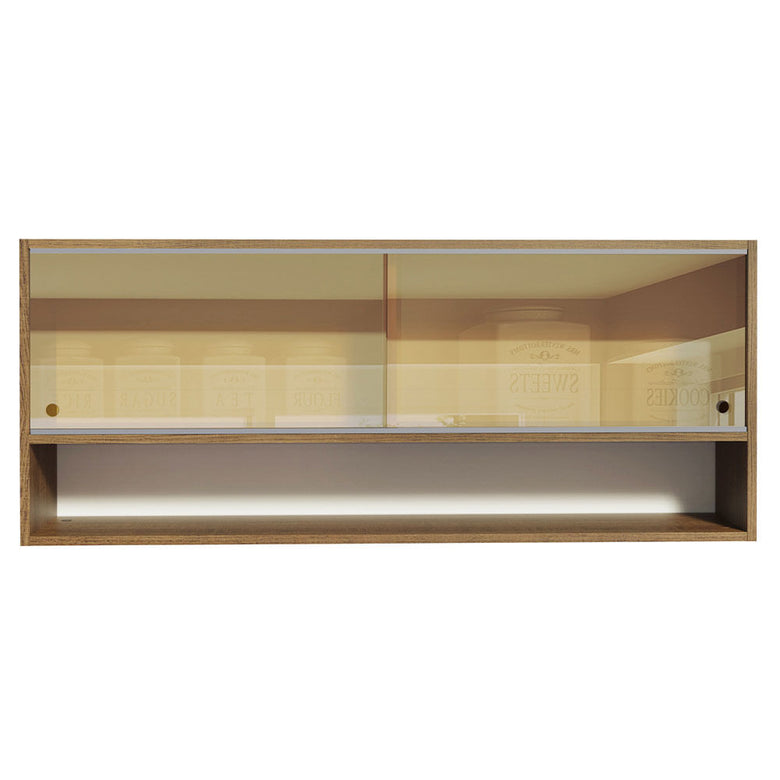 Armário Aéreo Madesa 120cm 2 Portas Correr Vidro Reflex 1 Nicho para Cozinhas Glamy, Lux e Reims Rustic