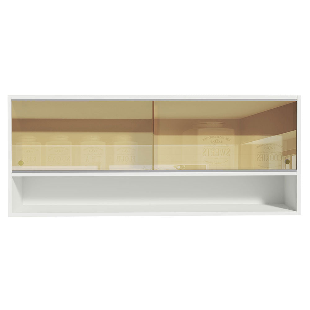 Armário Aéreo Madesa 120cm 2 Portas Correr Vidro Reflex 1 Nicho para Cozinhas Glamy, Lux e Reims Branco