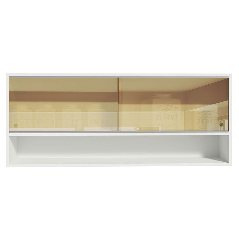Armário Aéreo Madesa 120cm 2 Portas Correr Vidro Reflex 1 Nicho para Cozinhas Glamy, Lux e Reims Branco