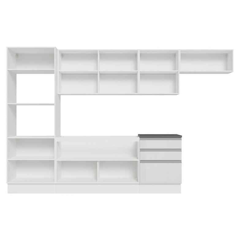 Armário de Cozinha Completa 100% MDF 330cm Frentes Branco Brilho Acordes Madesa 06