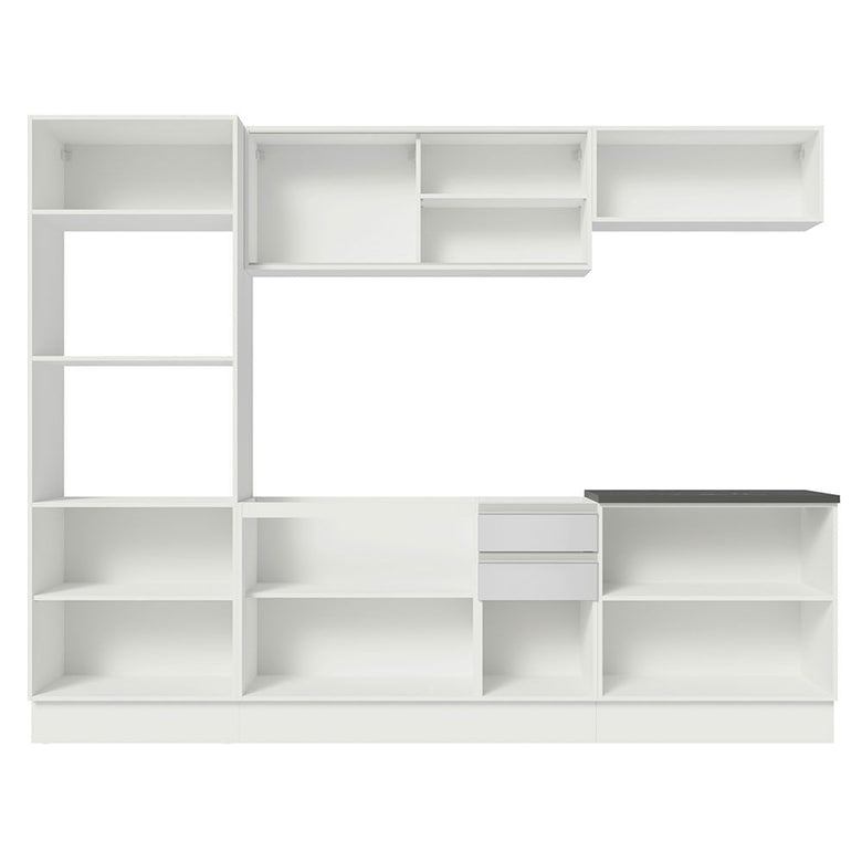 Armário de Cozinha Completa 100% MDF 270cm Frentes Branco Brilho Acordes Madesa 07