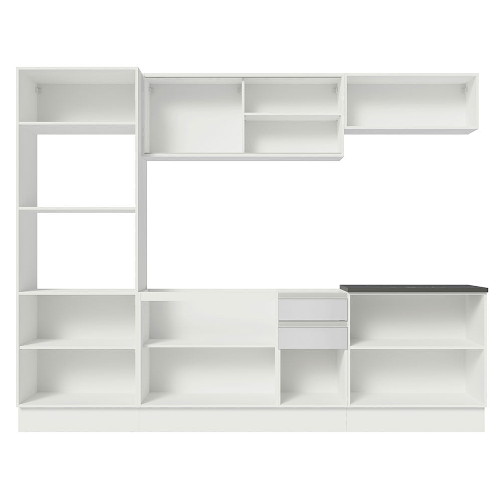 Armário de Cozinha Completa 100% MDF 270cm Branco/Rustic Acordes Madesa 07