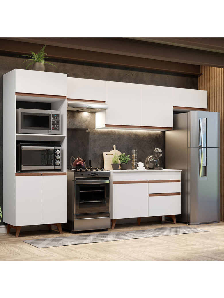 Armário de Cozinha Completa 330cm Branco Reims Madesa 01