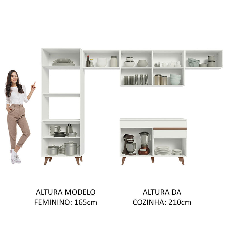Armário de Cozinha Completa 330cm Branco Reims Madesa 01