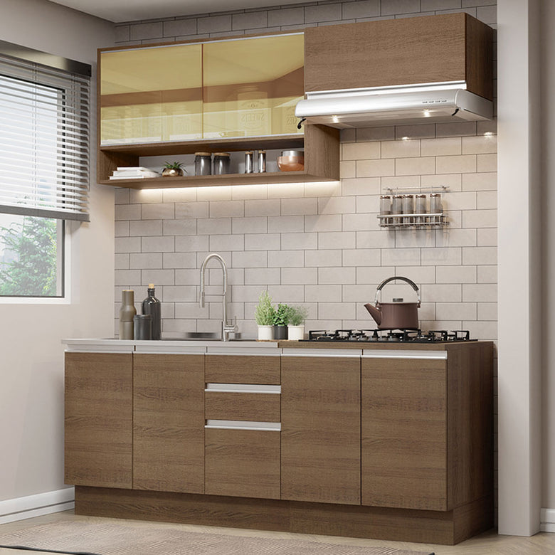 Armário de Cozinha Compacta 200cm Rustic Glamy Madesa 03