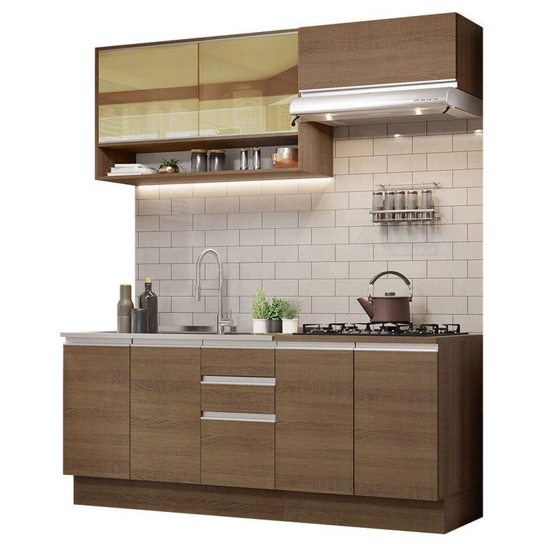 Armário de Cozinha Compacta 200cm Rustic Glamy Madesa 03