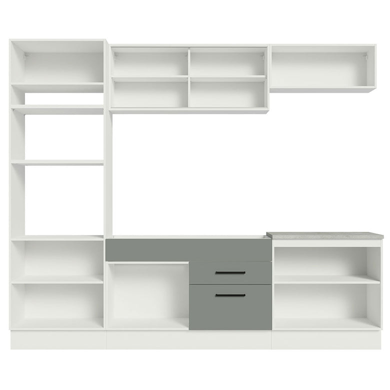 Armário de Cozinha Completa 270cm Branco Cinza Agata Madesa 03