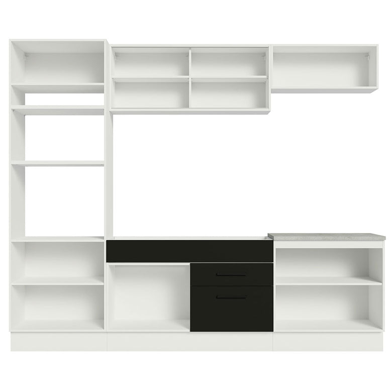Armário de Cozinha Completa 270cm Branco Preto Agata Madesa 03