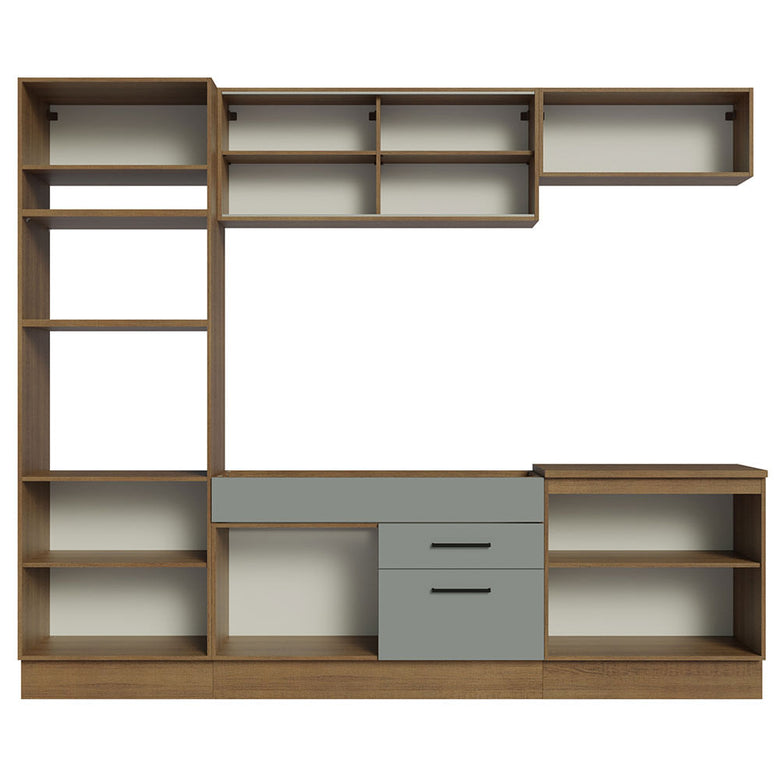 Armário de Cozinha Completa 270cm Rustic Cinza Agata Madesa 03