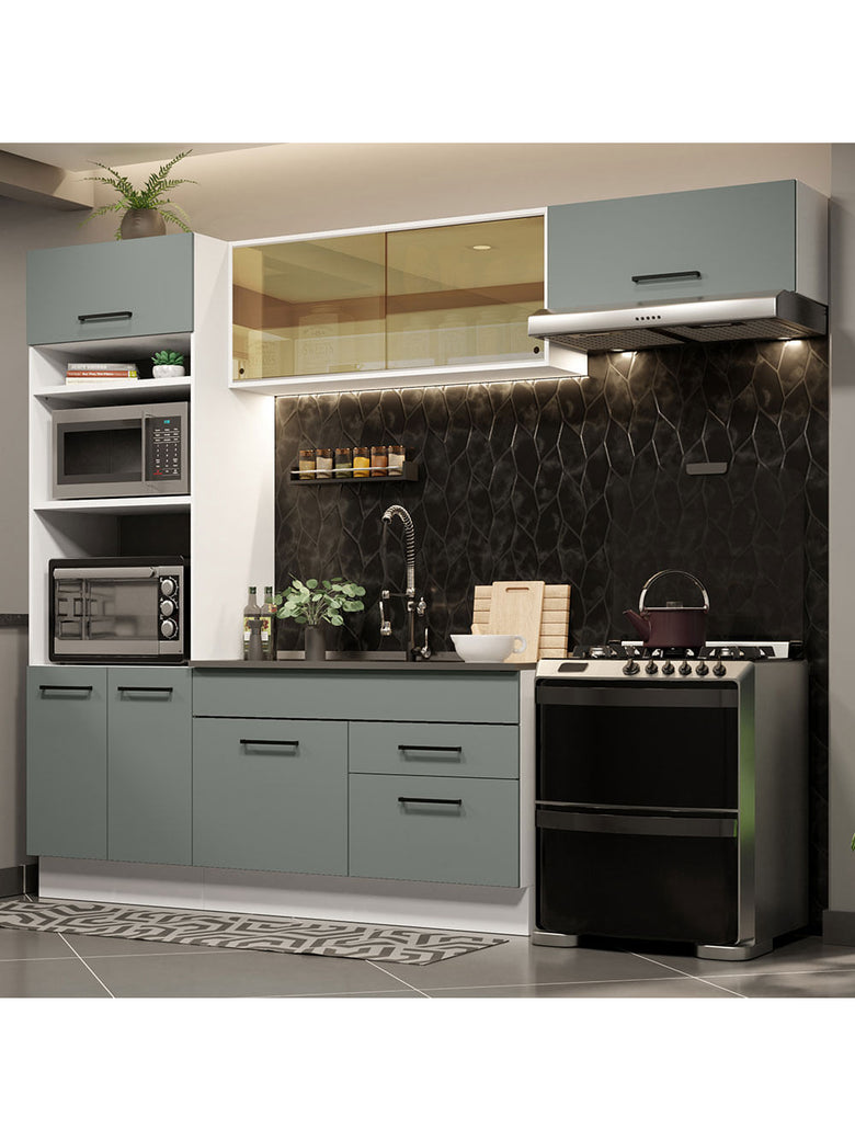 Armário de Cozinha Completa 270cm Branco Cinza Agata Madesa 04