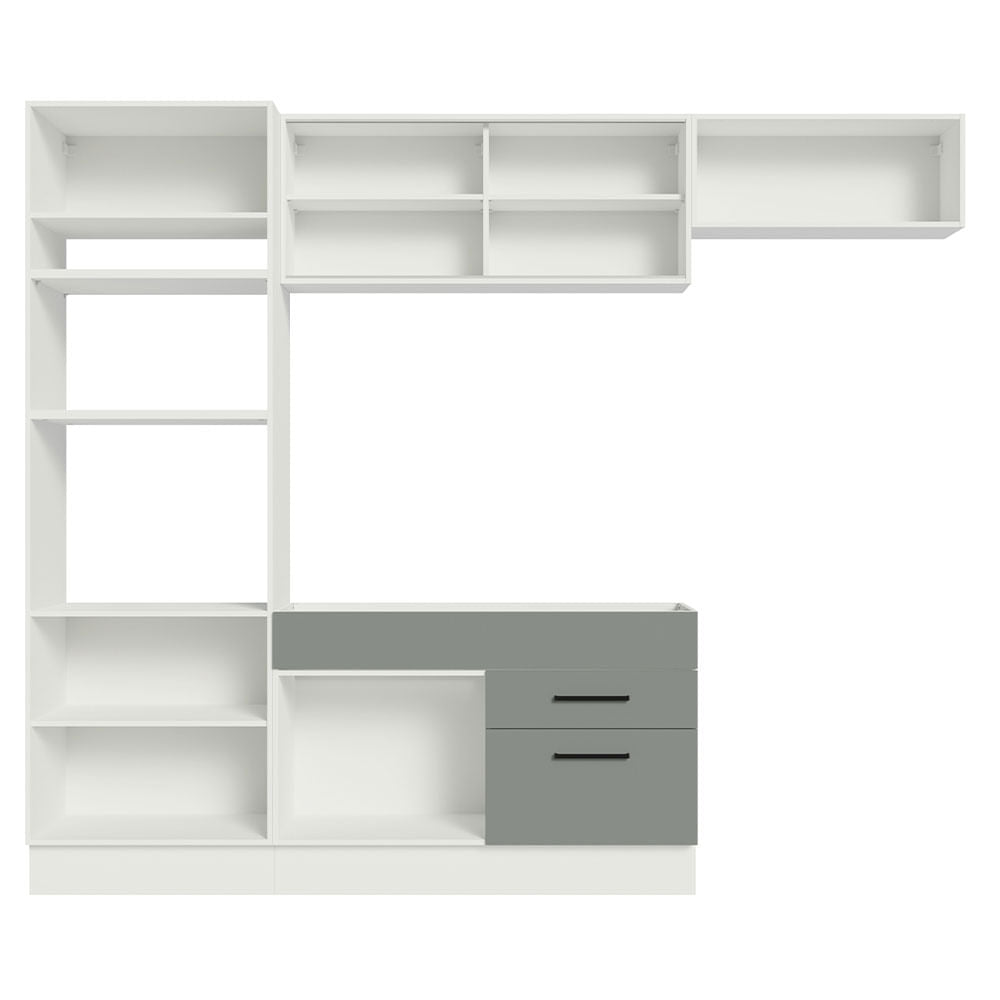Armário de Cozinha Completa 270cm Branco Cinza Agata Madesa 04