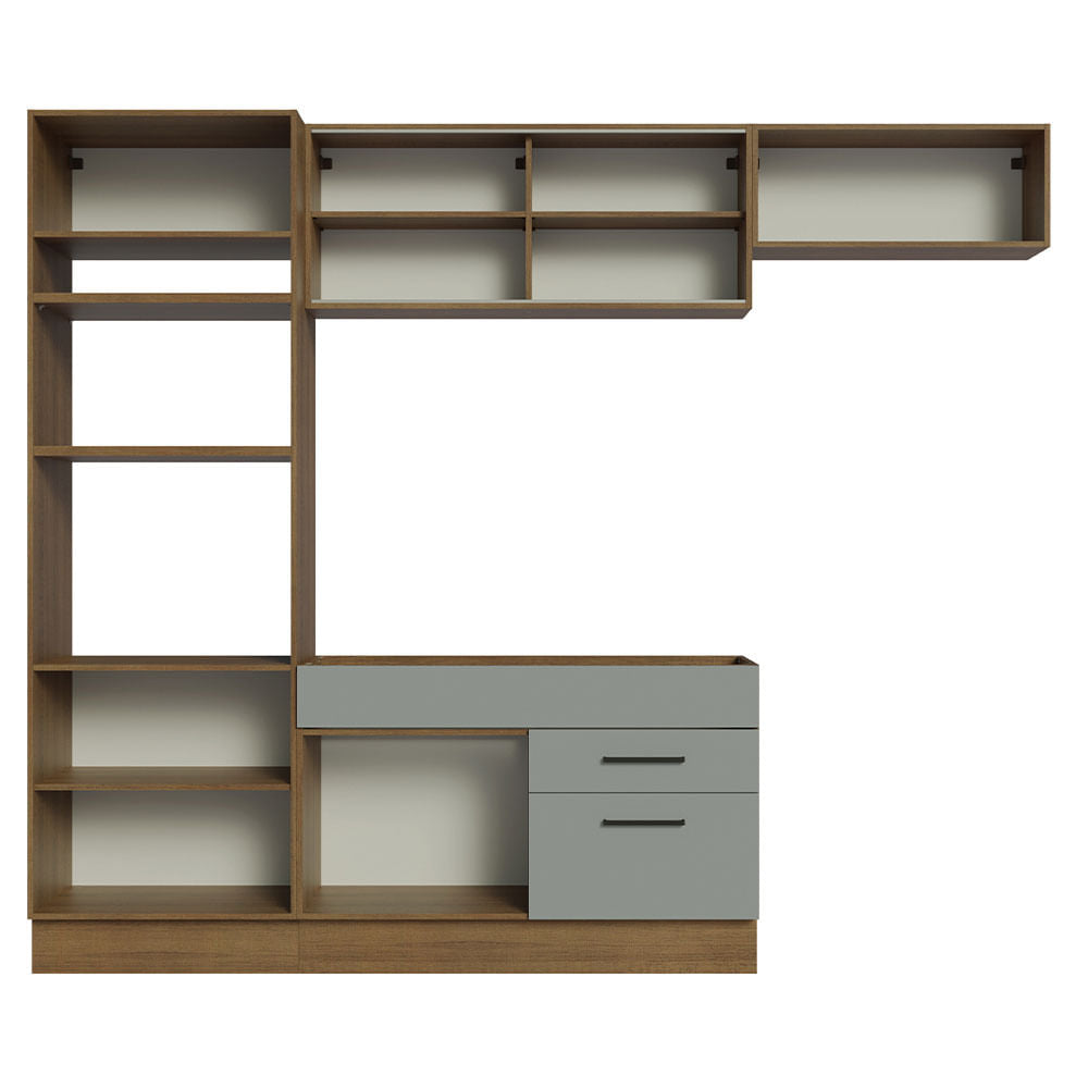 Armário de Cozinha Completa 270cm Rustic Cinza Agata Madesa 04