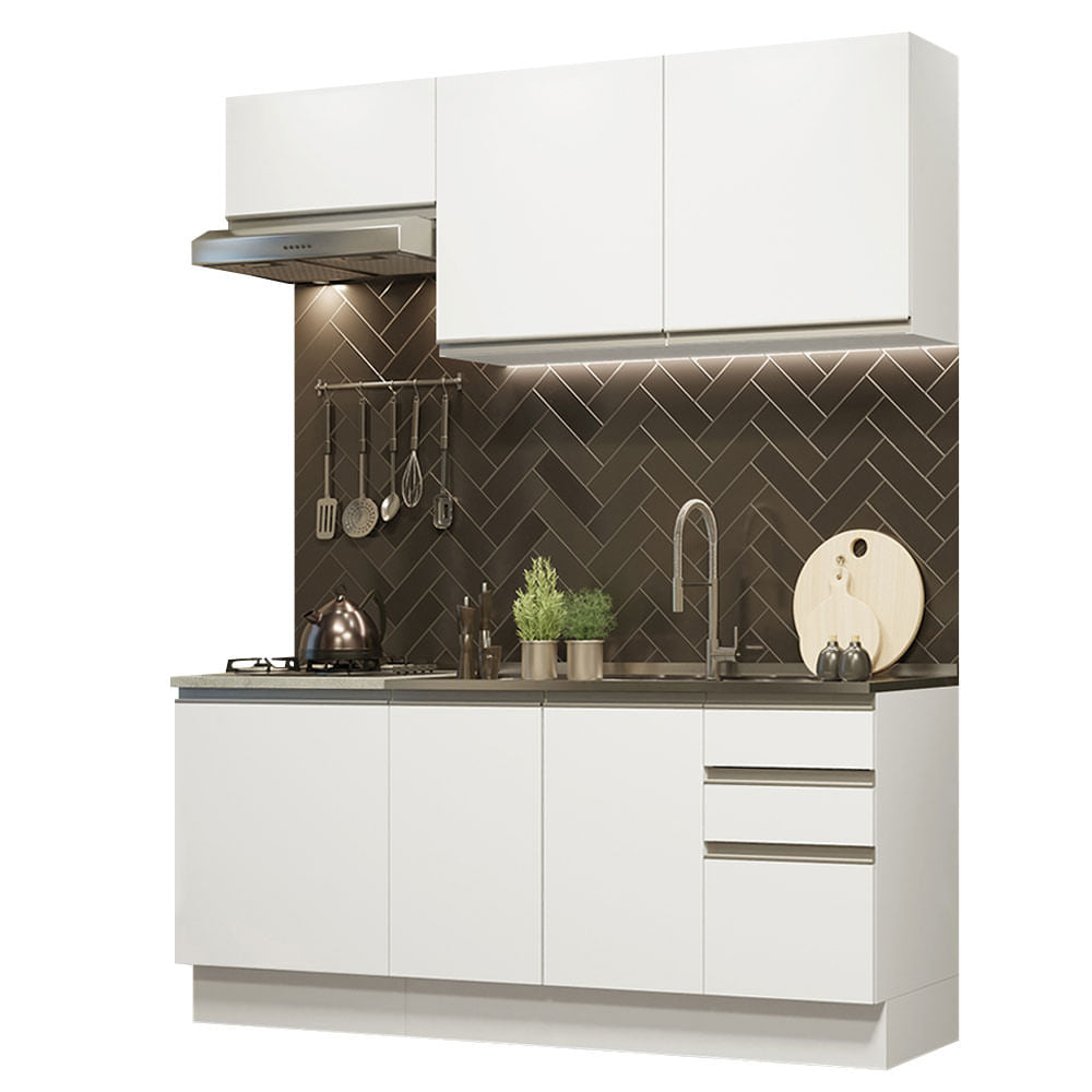 Armário de Cozinha Compacta 180cm Branco Glamy Madesa 07 - Branco