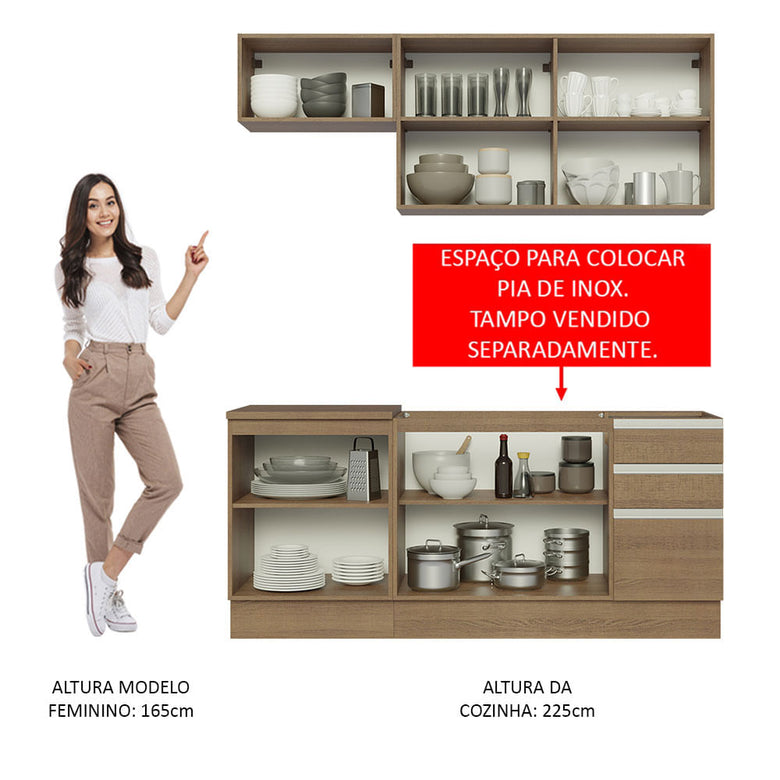 Armário de Cozinha Compacta 180cm Rustic Glamy Madesa 07
