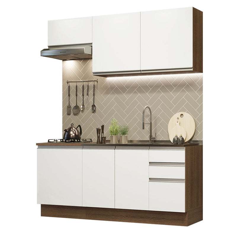 Armário de Cozinha Compacta 180cm Rustic Branco Glamy Madesa 07