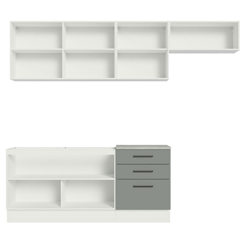 Armário de Cozinha Completa 260cm Branco Cinza Agata Madesa 02