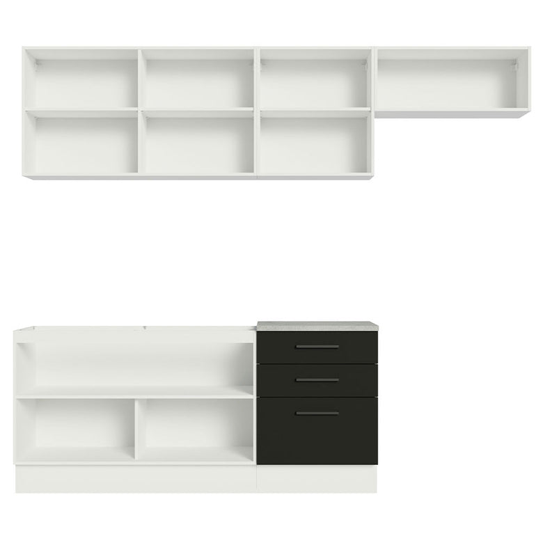 Armário de Cozinha Completa 260cm Branco Preto Agata Madesa 02