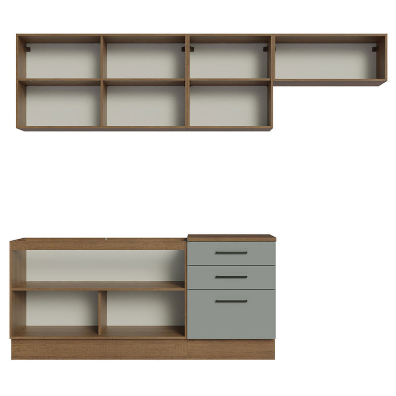 Armário de Cozinha Completa 260cm Rustic Cinza Agata Madesa 02