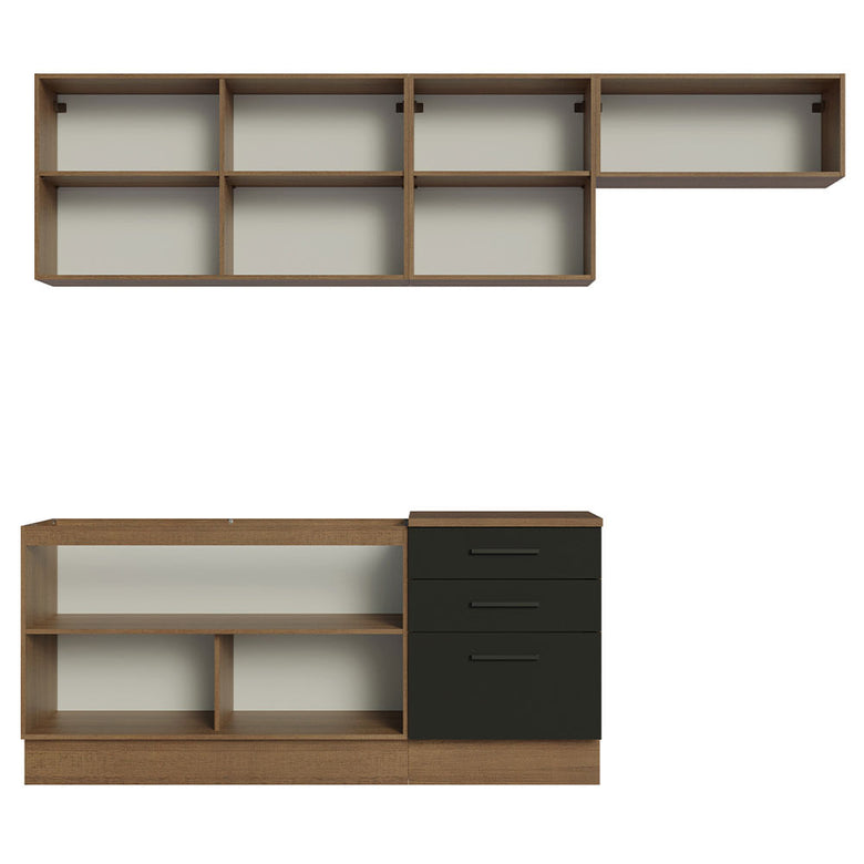 Armário de Cozinha Completa 260cm Rustic Preto Agata Madesa 02
