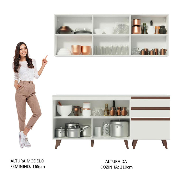 Armário de Cozinha Compacta 180cm Branco Reims Madesa 80