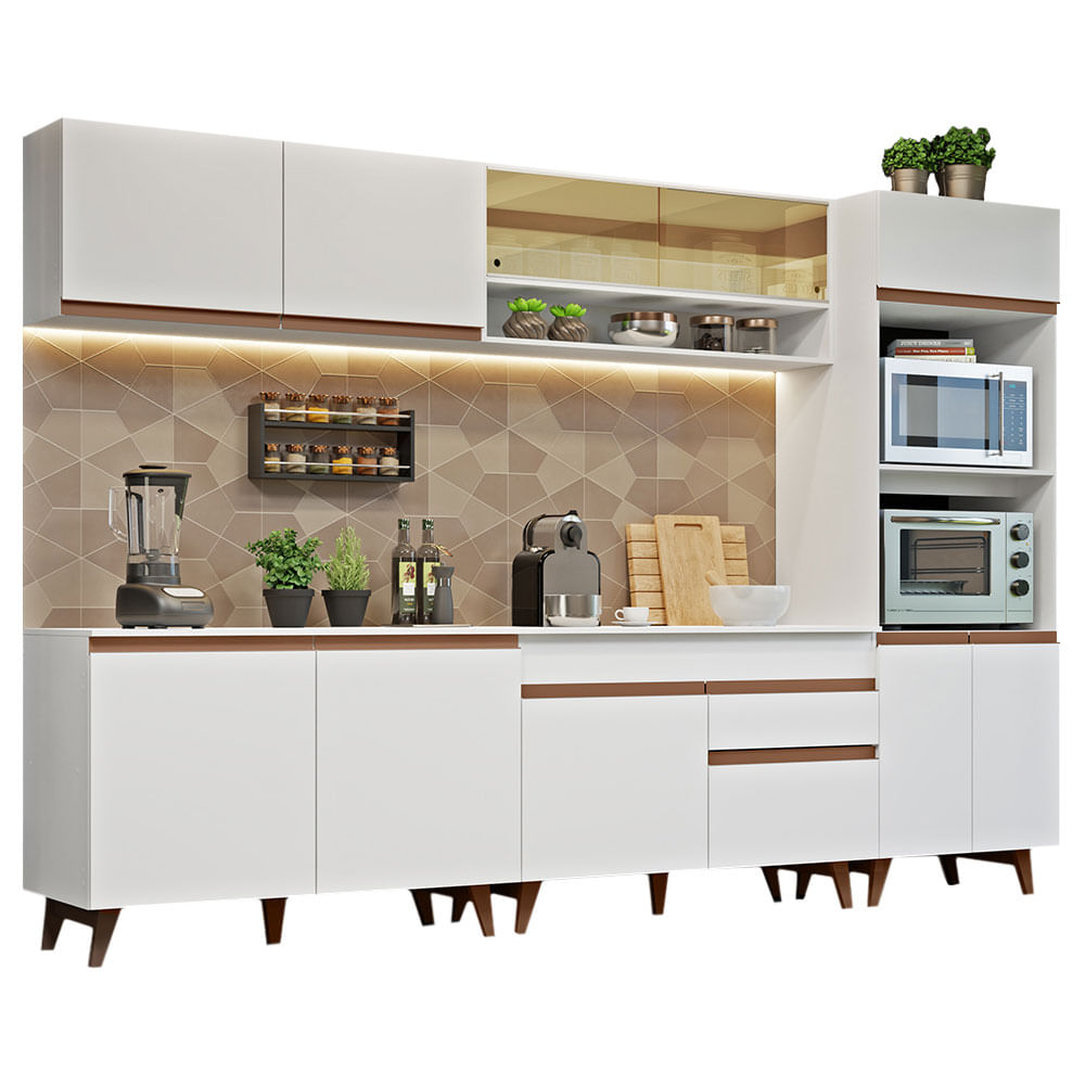 Armário de Cozinha Completa 310cm Branco Reims Madesa 02 - Branco