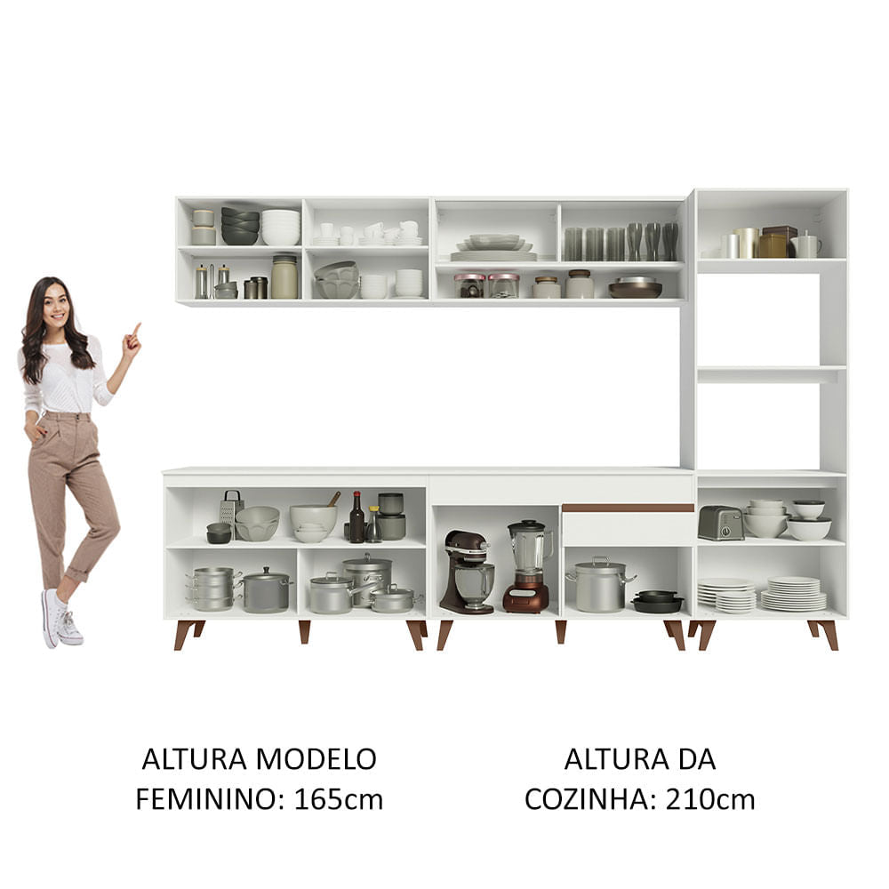 Armário de Cozinha Completa 310cm Branco Reims Madesa 02