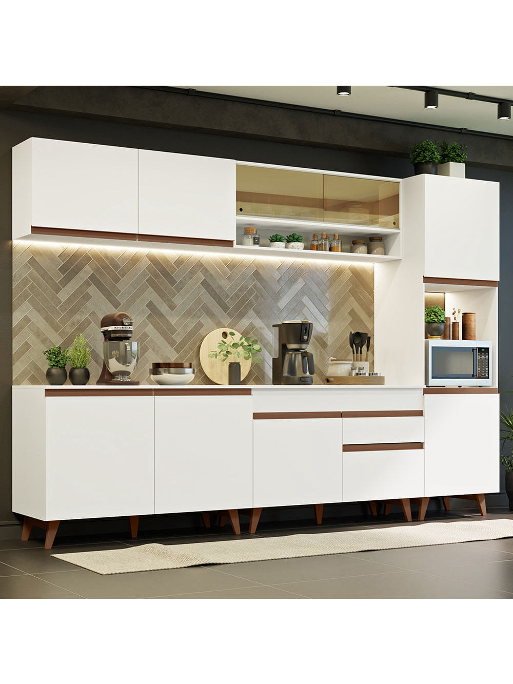 Armário de Cozinha Completa 300cm Branco Reims Madesa 02 - Branco