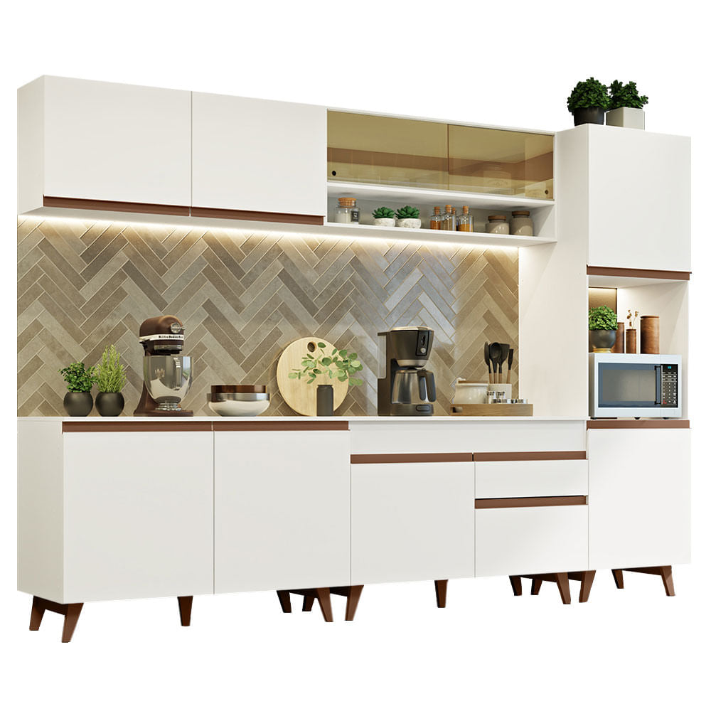 Armário de Cozinha Completa 300cm Branco Reims Madesa 02 - Branco