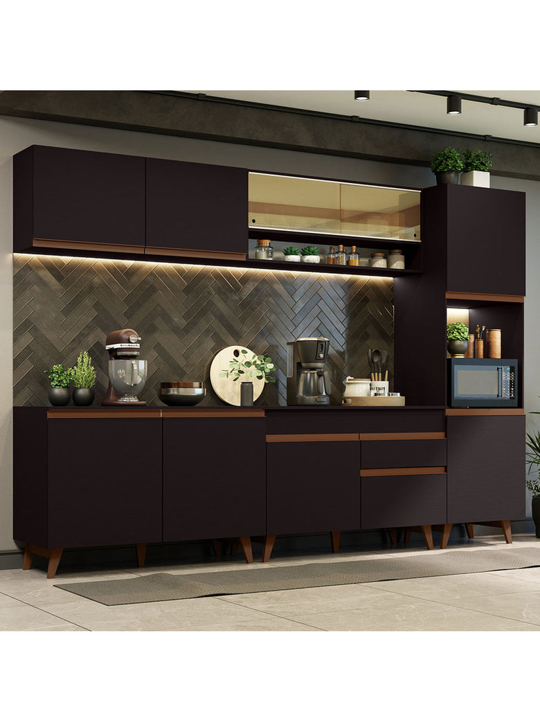 Armário de Cozinha Completa 300cm Preto Reims Madesa 02