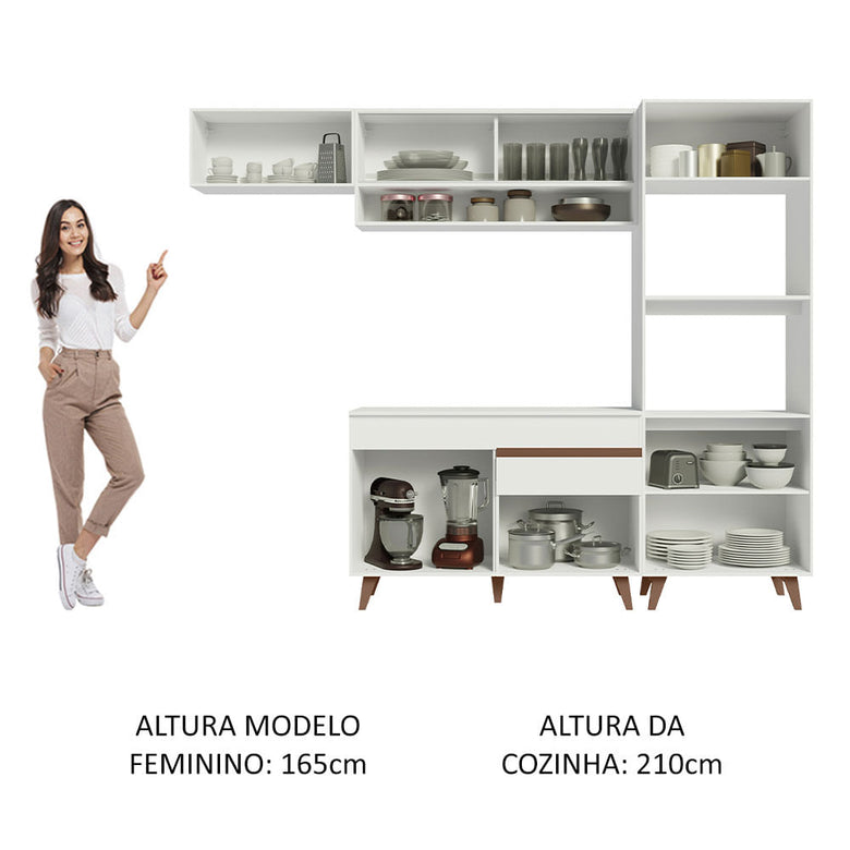 Armário de Cozinha Completa 260cm Branco Reims Madesa 07
