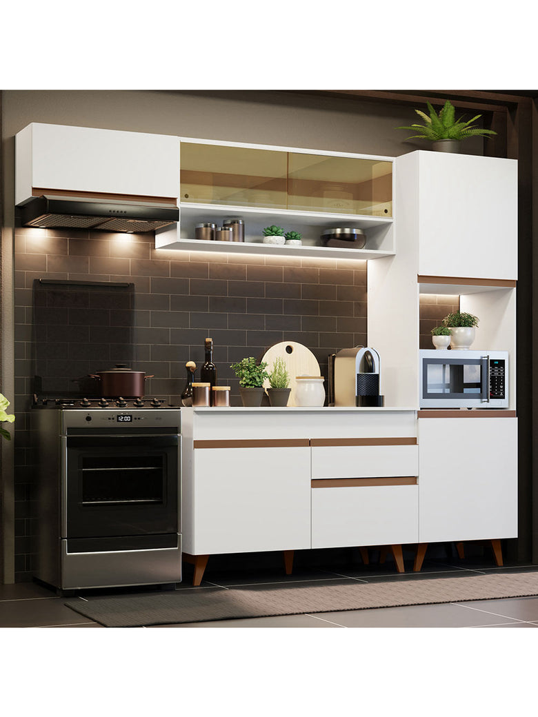 Armário de Cozinha Completa 250cm Branco Reims Madesa 04