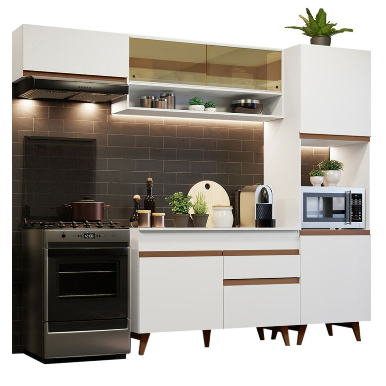Armário de Cozinha Completa 250cm Branco Reims Madesa 04