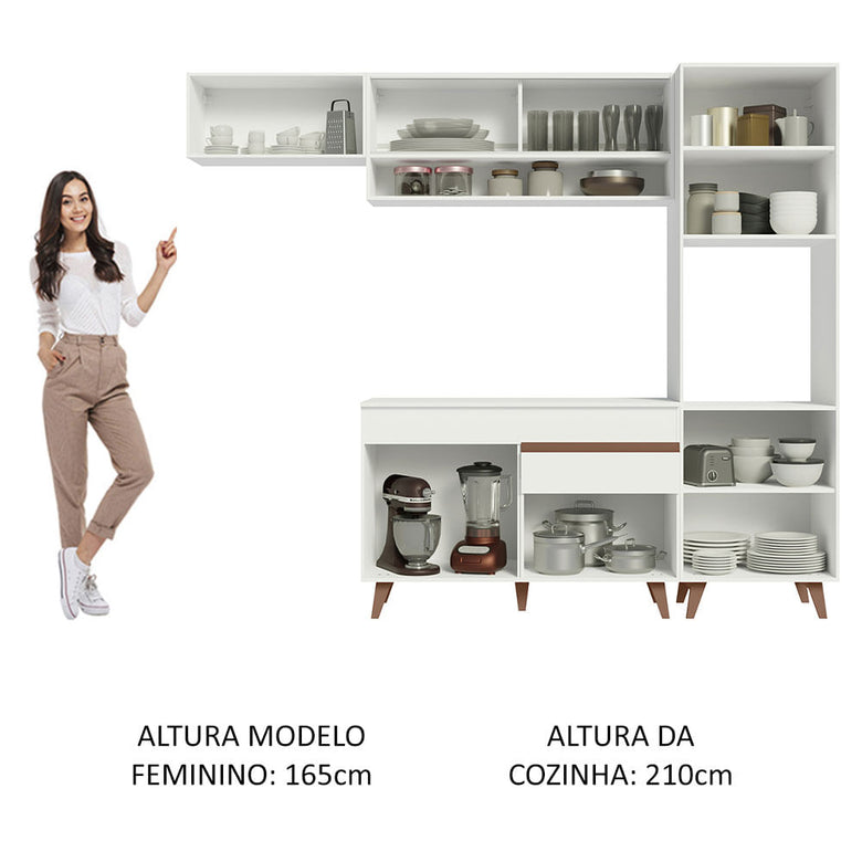 Armário de Cozinha Completa 250cm Branco Reims Madesa 04