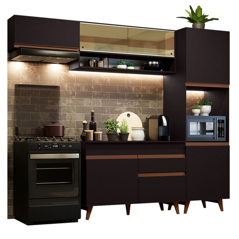 Armário de Cozinha Completa 250cm Preto Reims Madesa 04
