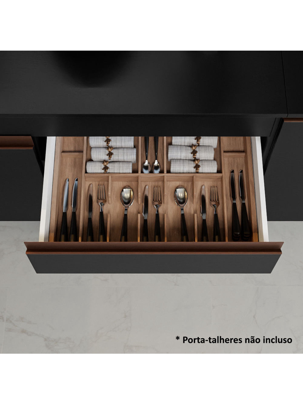 Armário de Cozinha Completa 250cm Preto Reims Madesa 04