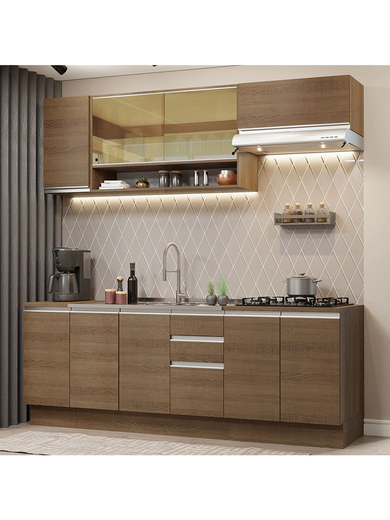 Armário de Cozinha Completa 240cm Rustic Glamy Madesa 03