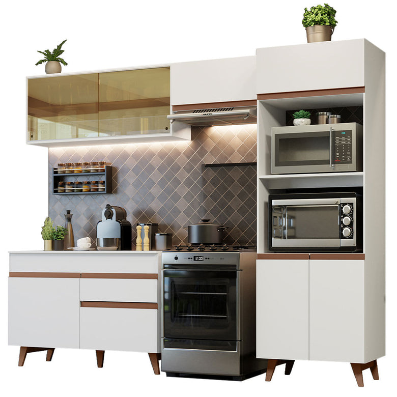Armário de Cozinha Completa 260cm Branco Reims Madesa XC01