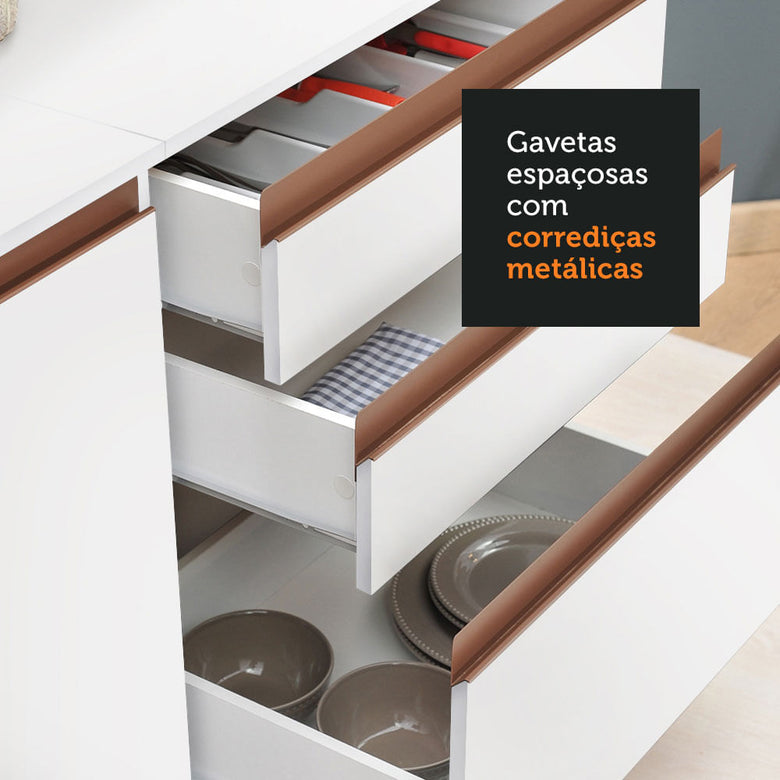 Armário de Cozinha Completa 250cm Branco Reims Madesa XA03