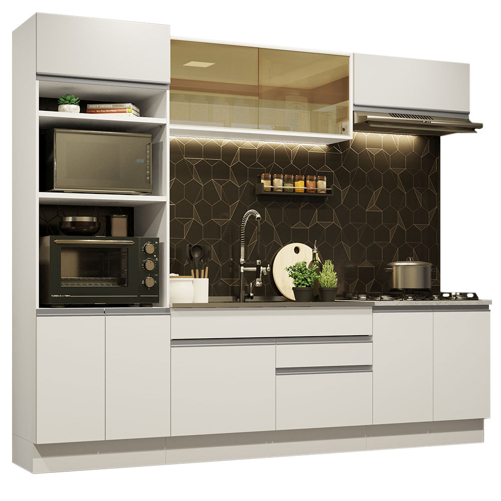 Armário de Cozinha Completa 270cm Branco Glamy Madesa 10 - Branco