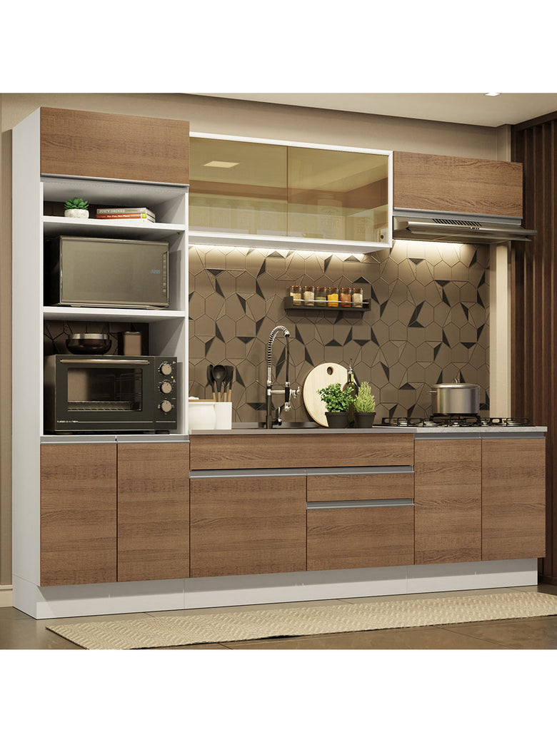 Armário de Cozinha Completa 270cm Branco Rustic Glamy Madesa 10