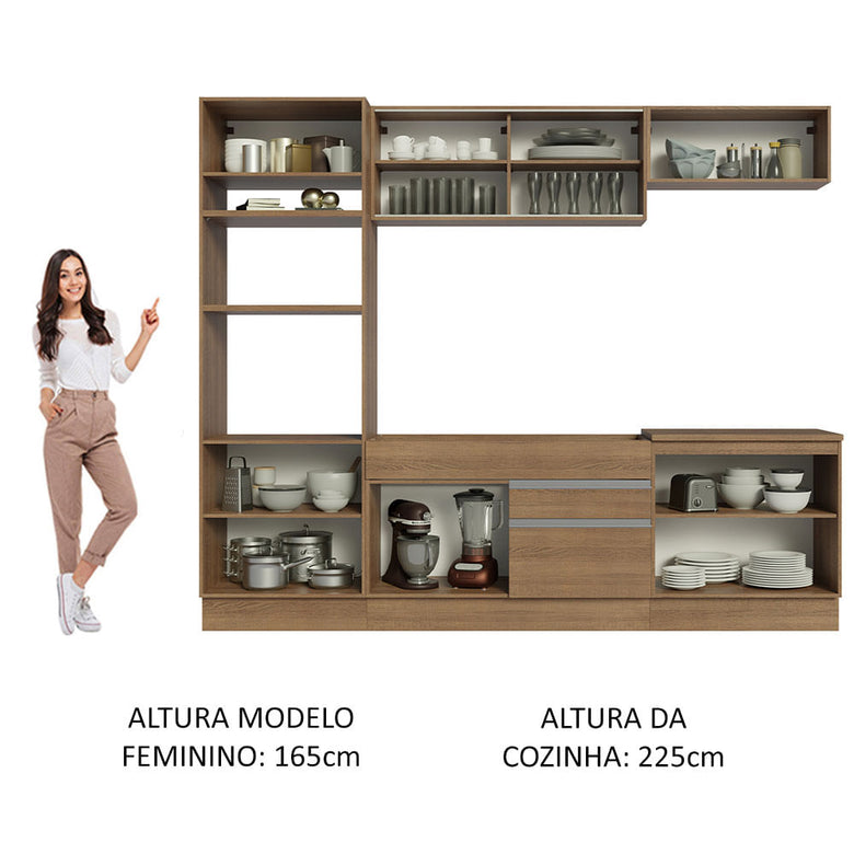 Armário de Cozinha Completa 270cm Rustic Glamy Madesa 10