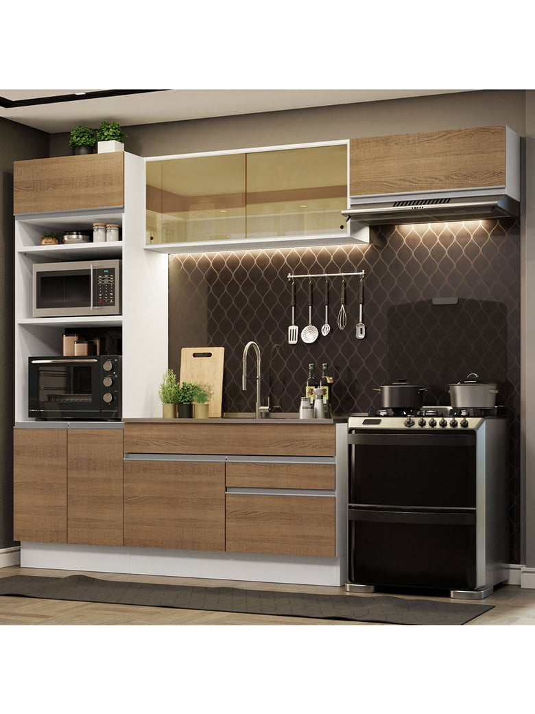Armário de Cozinha Completa 270cm Branco Rustic Glamy Madesa 11