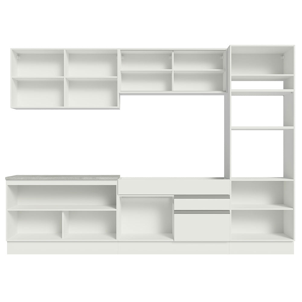 Armário de Cozinha Completa 310cm Branco Glamy Madesa 01