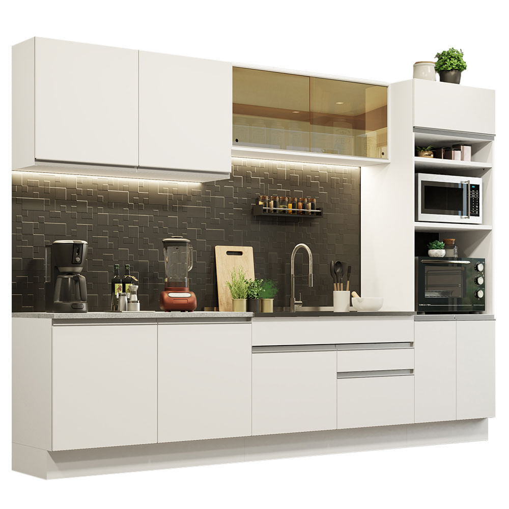 Armário de Cozinha Completa 310cm Branco Glamy Madesa 01 - Branco