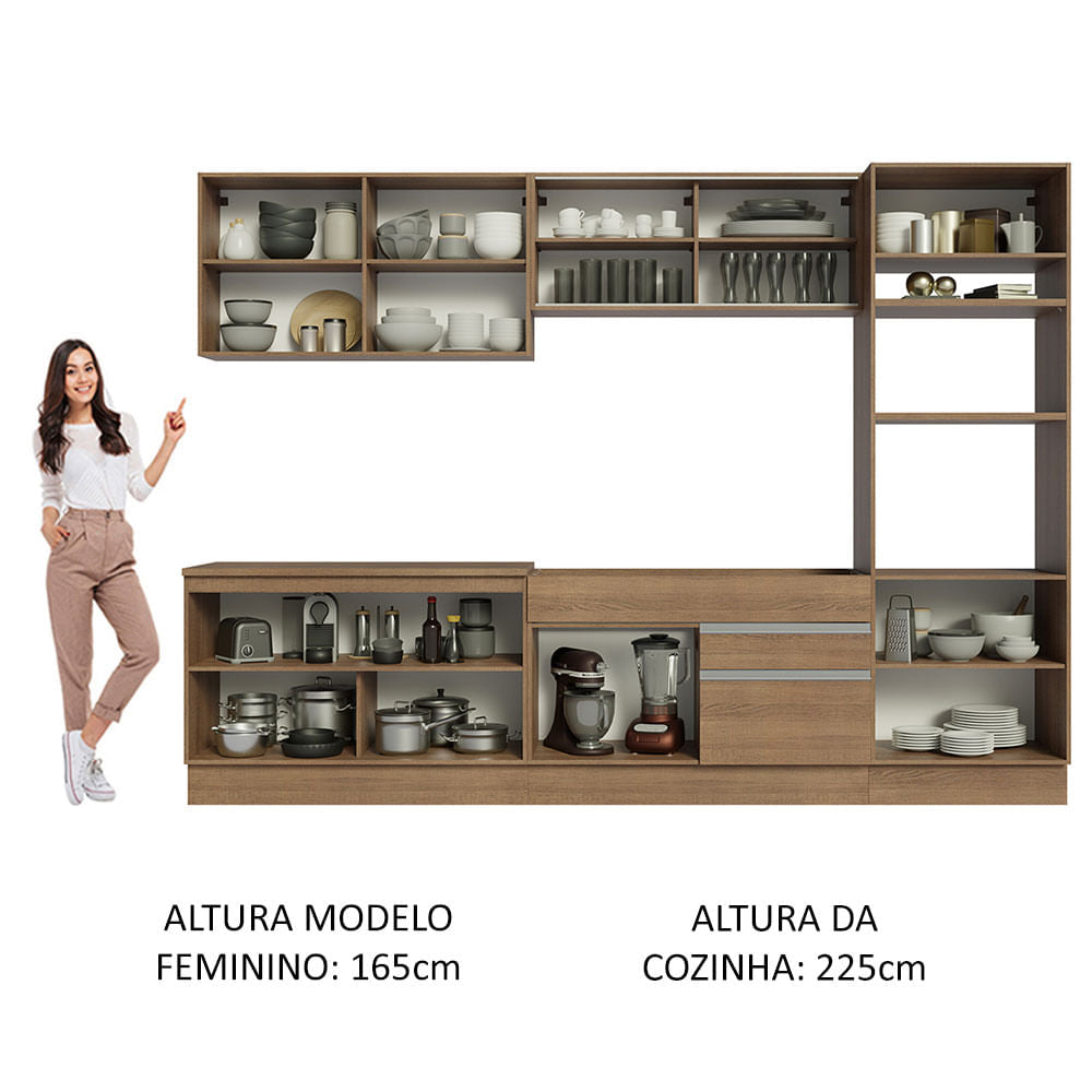 Armário de Cozinha Completa 310cm Rustic Glamy Madesa 01