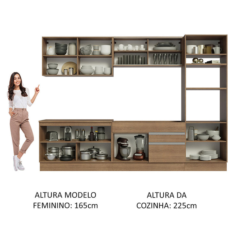 Armário de Cozinha Completa 310cm Rustic Glamy Madesa 01