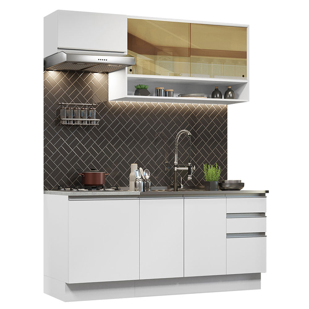 Armário de Cozinha Compacta 180cm Branco Glamy Madesa 08 - Branco
