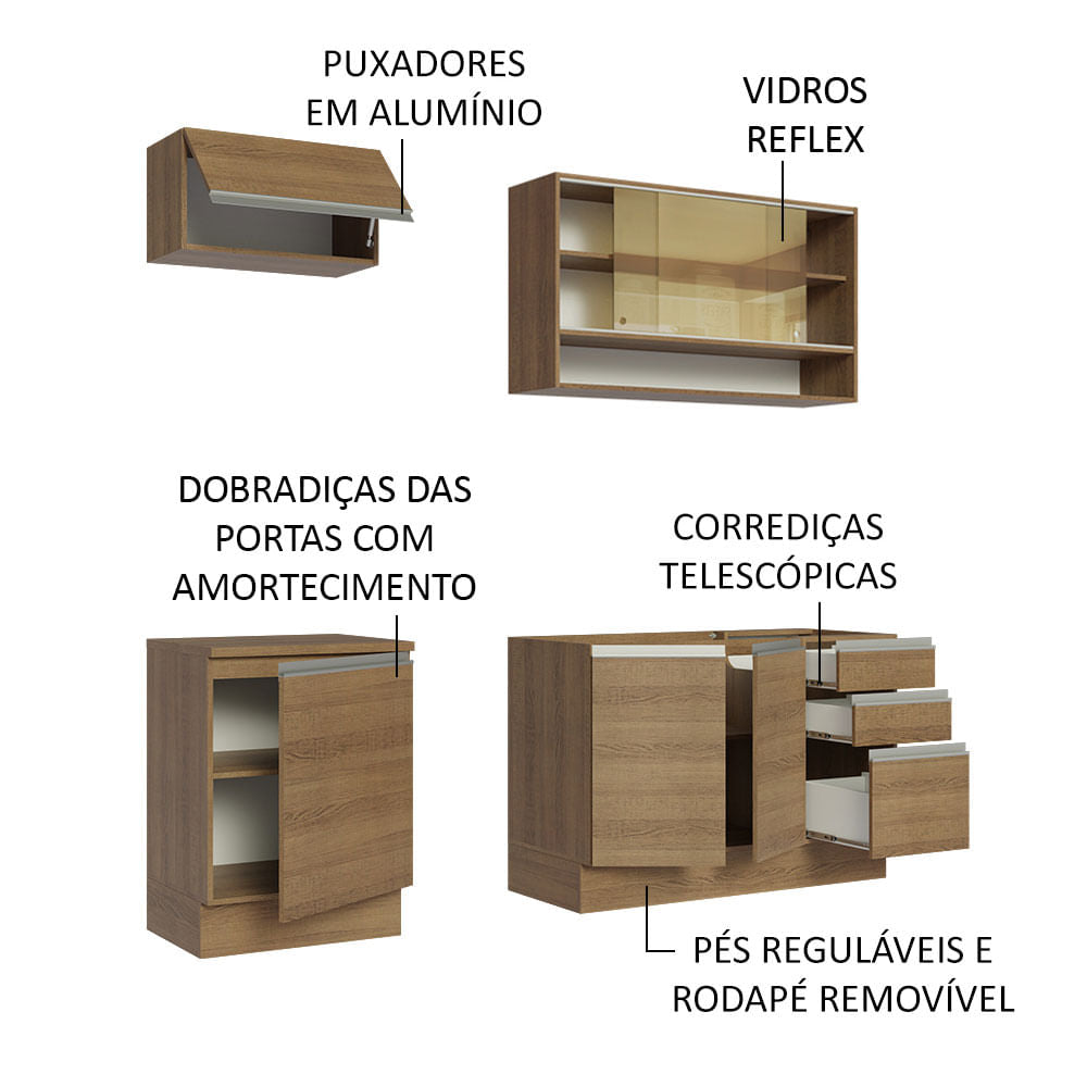 Armário de Cozinha Compacta 180cm Rustic Glamy Madesa 08
